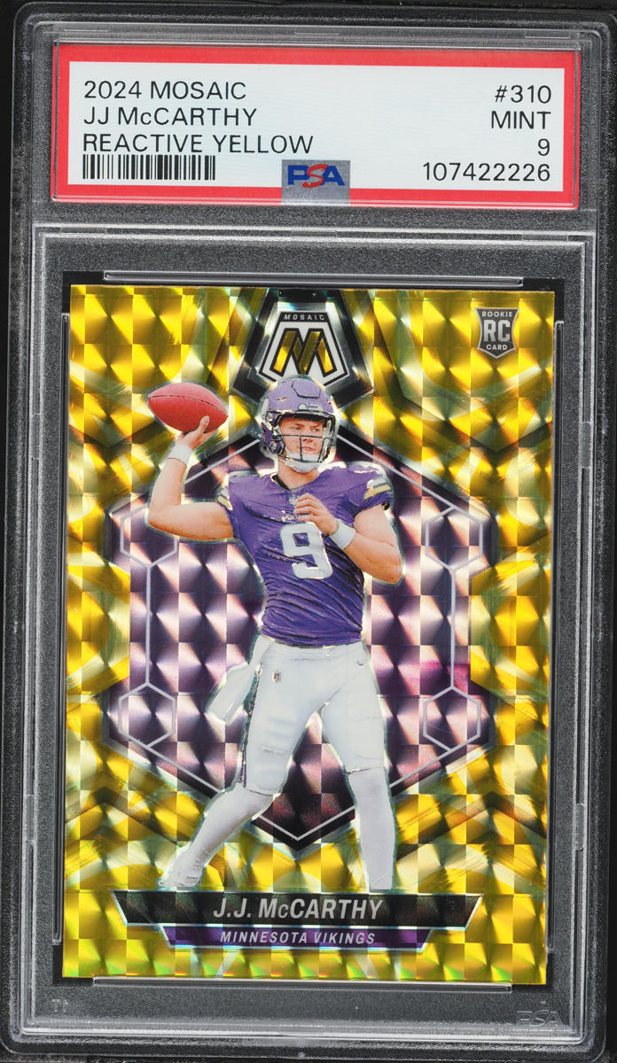 2024 Panini Mosaic Reactive Yellow Prizm J.J. McCarthy ROOKIE #310 PSA 9 MINT