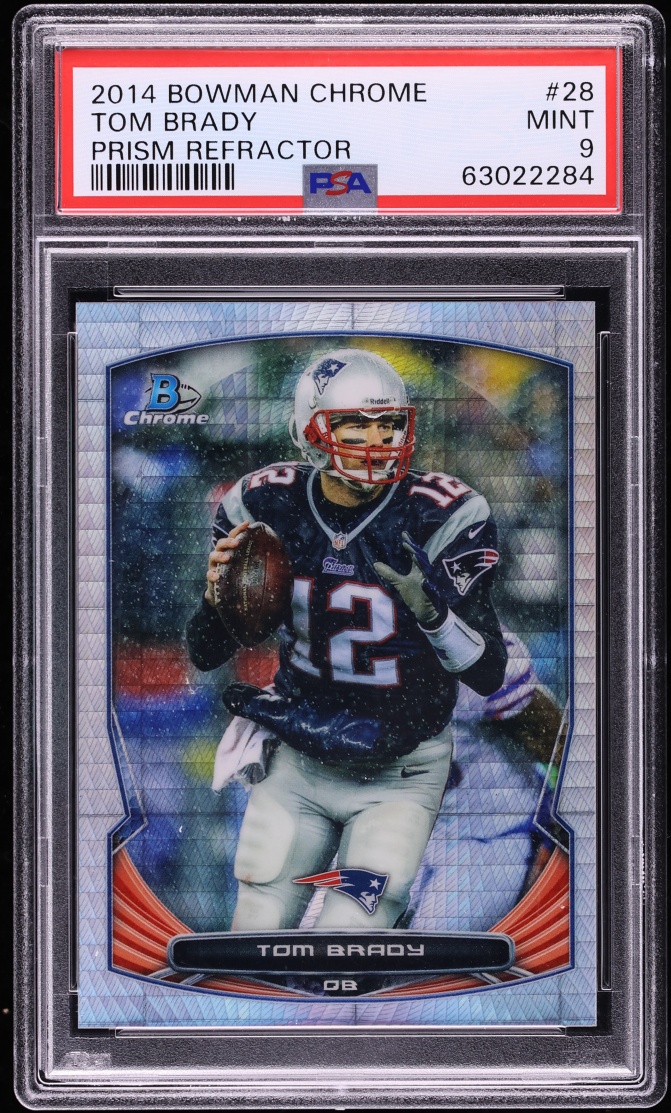 2014 Bowman Chrome Prism Refractor Tom Brady /10 #28 PSA 9 MINT