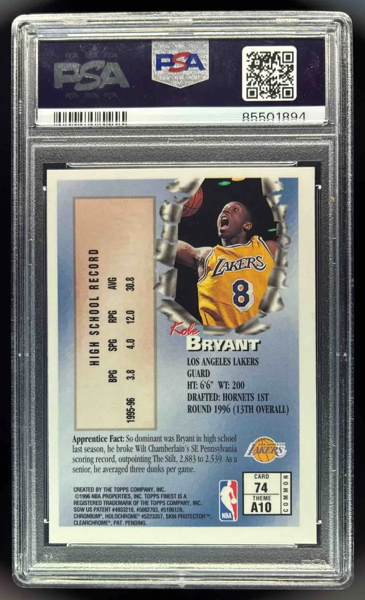 【PSA 9】1996 コービー・ブライアント #74 with coating 1996 Finest Kobe Bryant W/Coating #74 PSA 9 Rookie RC | eBay