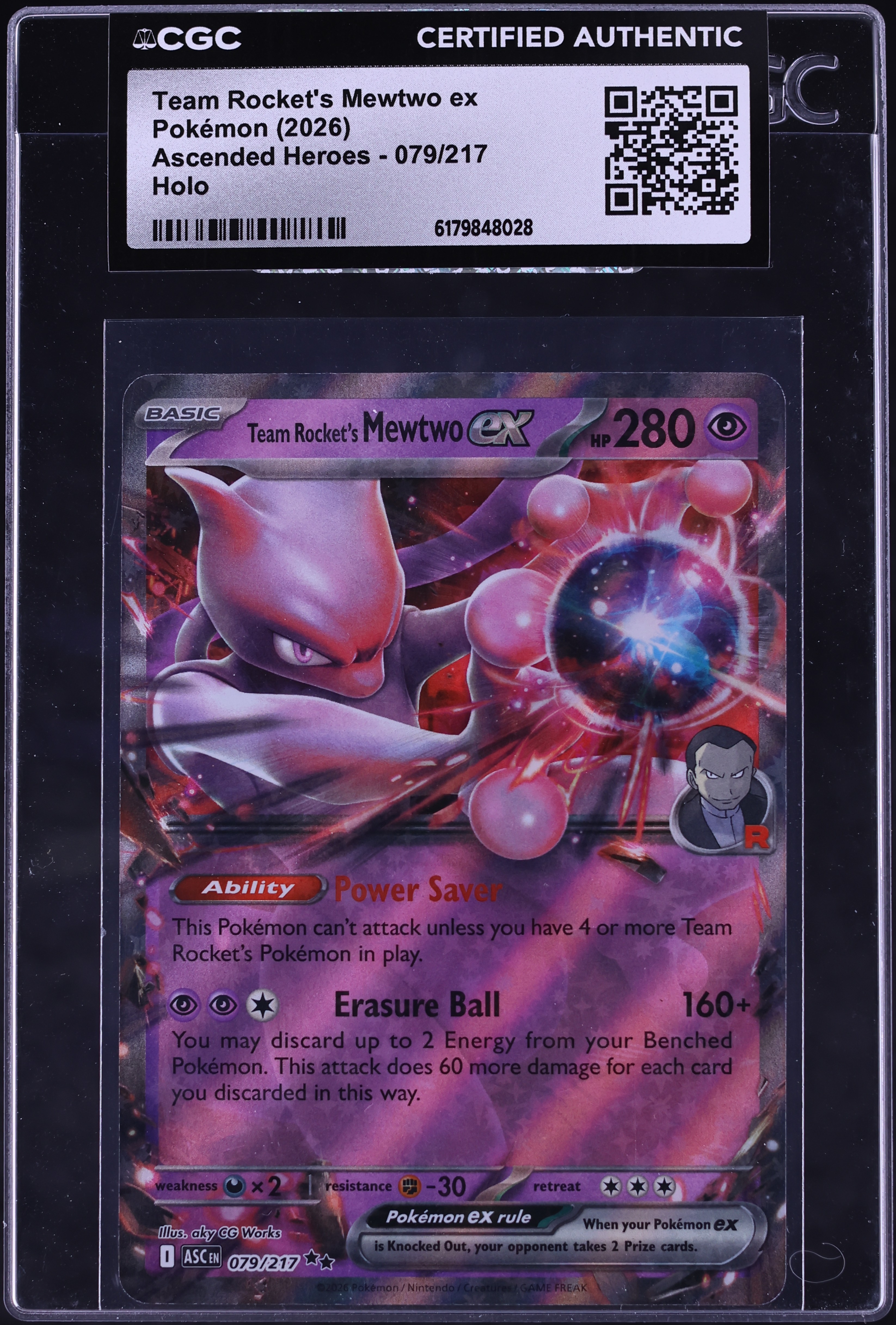 2026 Pokemon Mega Evolution Ascended Heroes Holo Team Rocket's Mewtwo ex #79 CGC AUTH