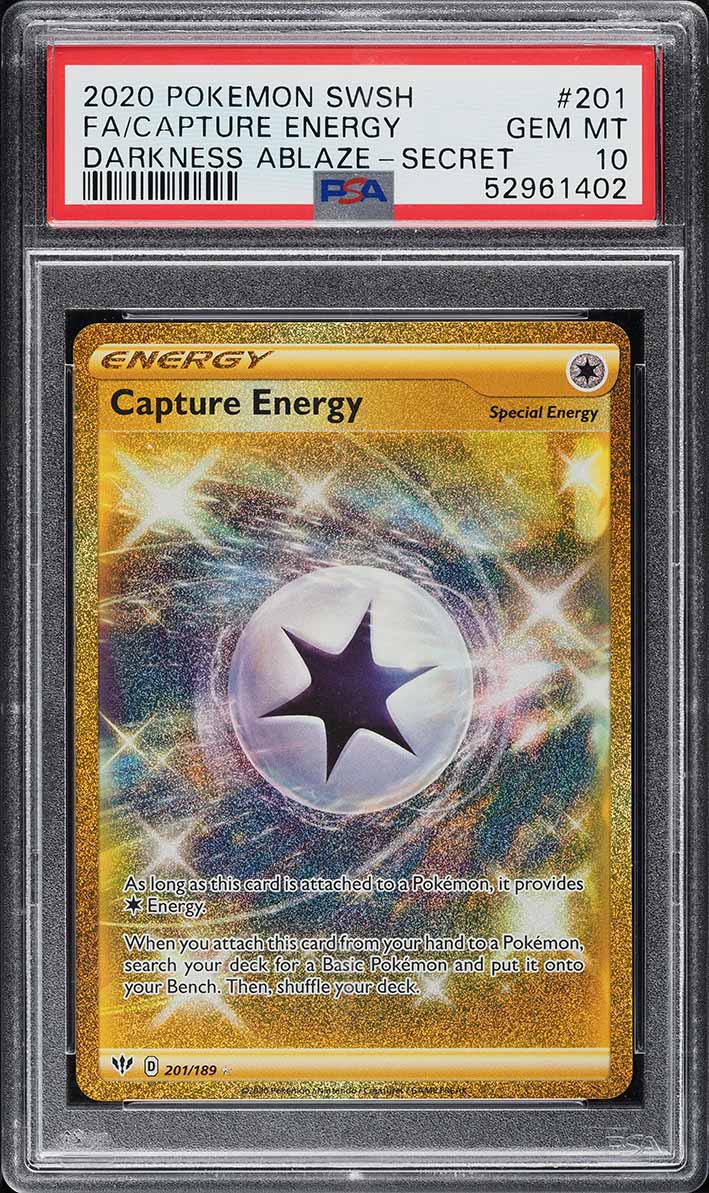 2020 Pokemon Sword & Shield Darkness Ablaze Secret Rare Capture Energy PSA 10