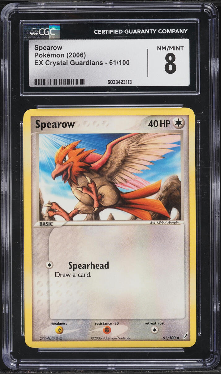 2006 Pokemon EX Crystal Guardians Spearow #61 CGC 8 NM-MT