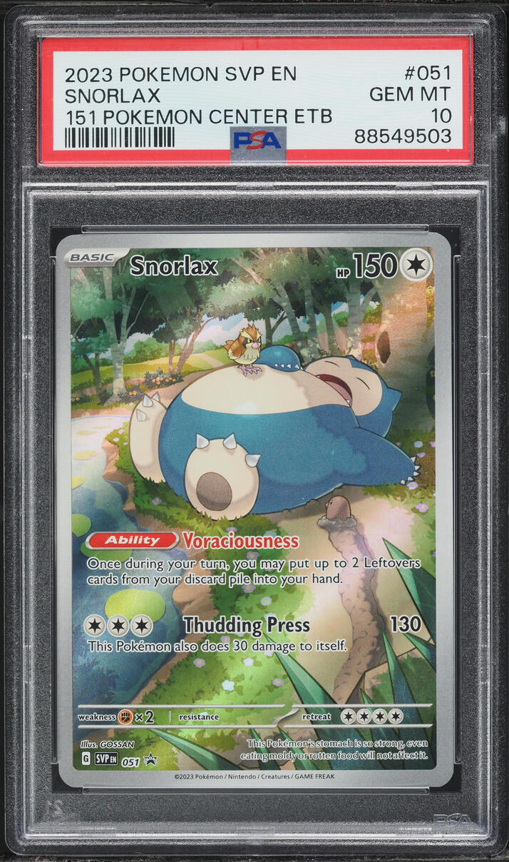 2023 Pokemon Scarlet & Violet Promo 151 ETB Full Art Snorlax #51 PSA 10 GEM MINT