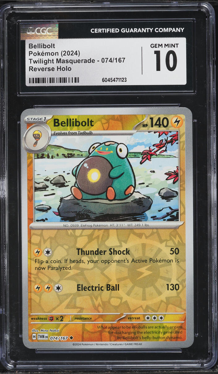 2024 Pokemon SV Twilight Masquerade Reverse Holo Bellibolt #74 CGC 10 GEM MINT