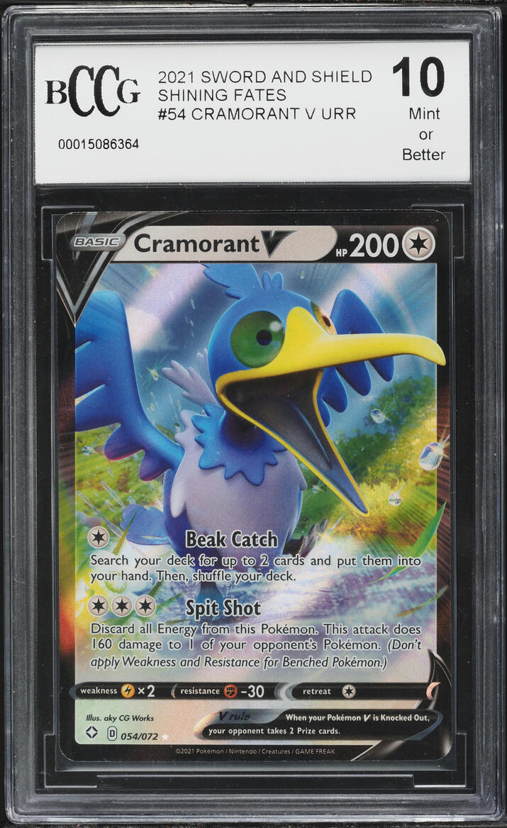 2021 Pokemon Sword & Shield Shining Fates Cramorant V #54 BCCG 10