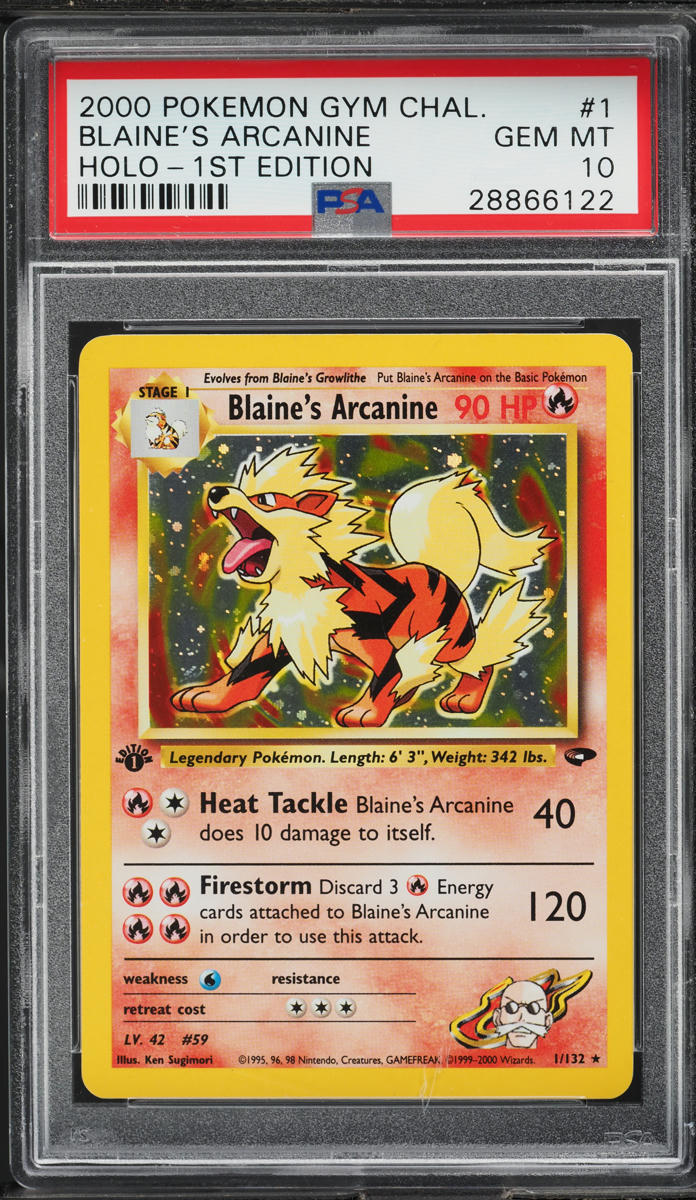 2000 Pokemon Gym Challenge 1st Edition Holo Blaine's Arcanine #1 PSA 10 GEM MINT
