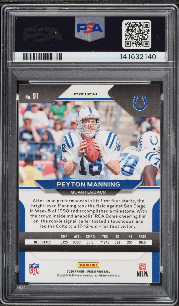 2020 Panini Prizm Silver Peyton Manning #91 PSA 10 GEM MINT