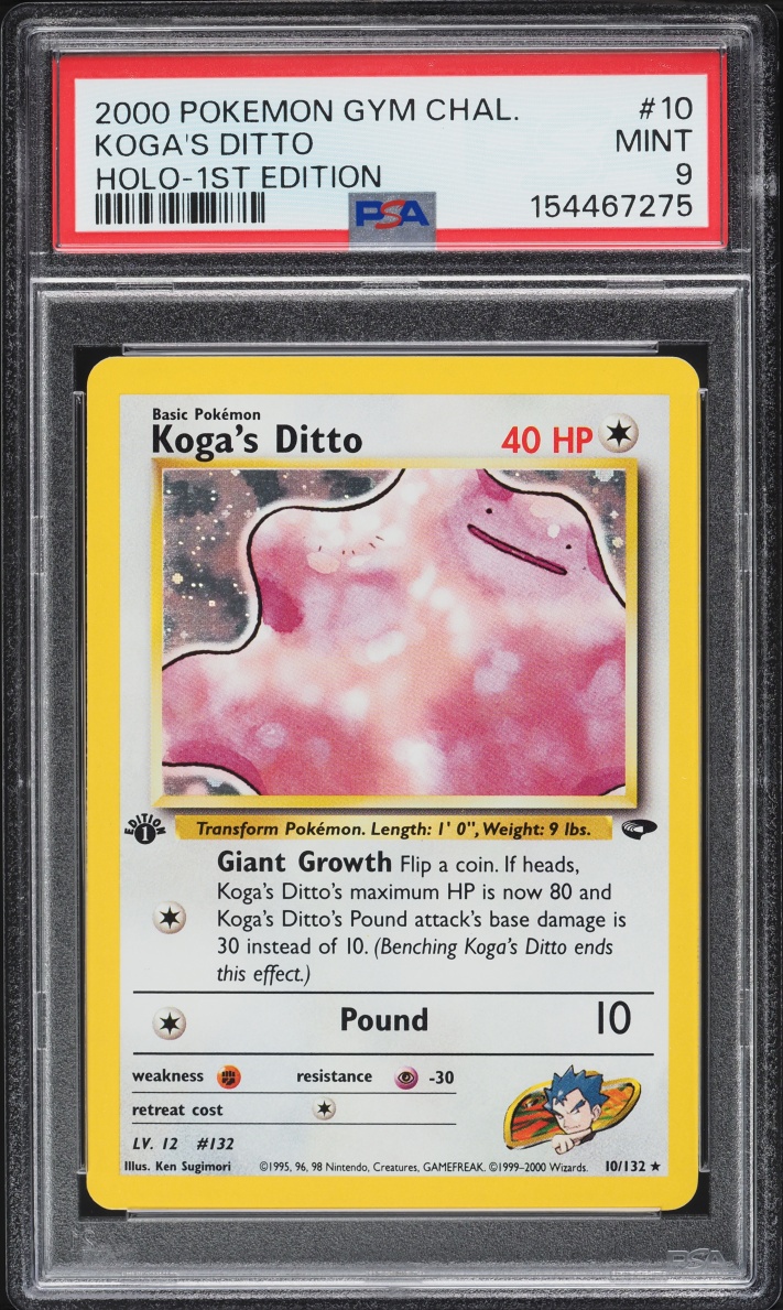 2000 Pokemon Gym Challenge 1st Edition Holo Koga's Ditto #10 PSA 9 MINT
