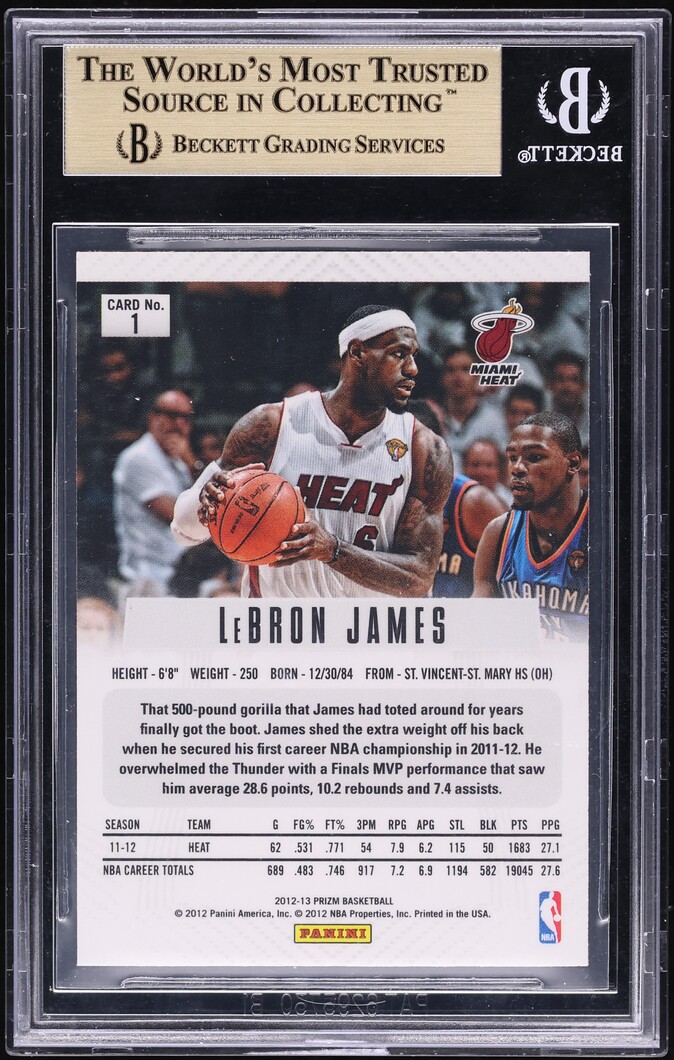 2012 Panini Prizm LeBron James #1 BGS 10 PRISTINE