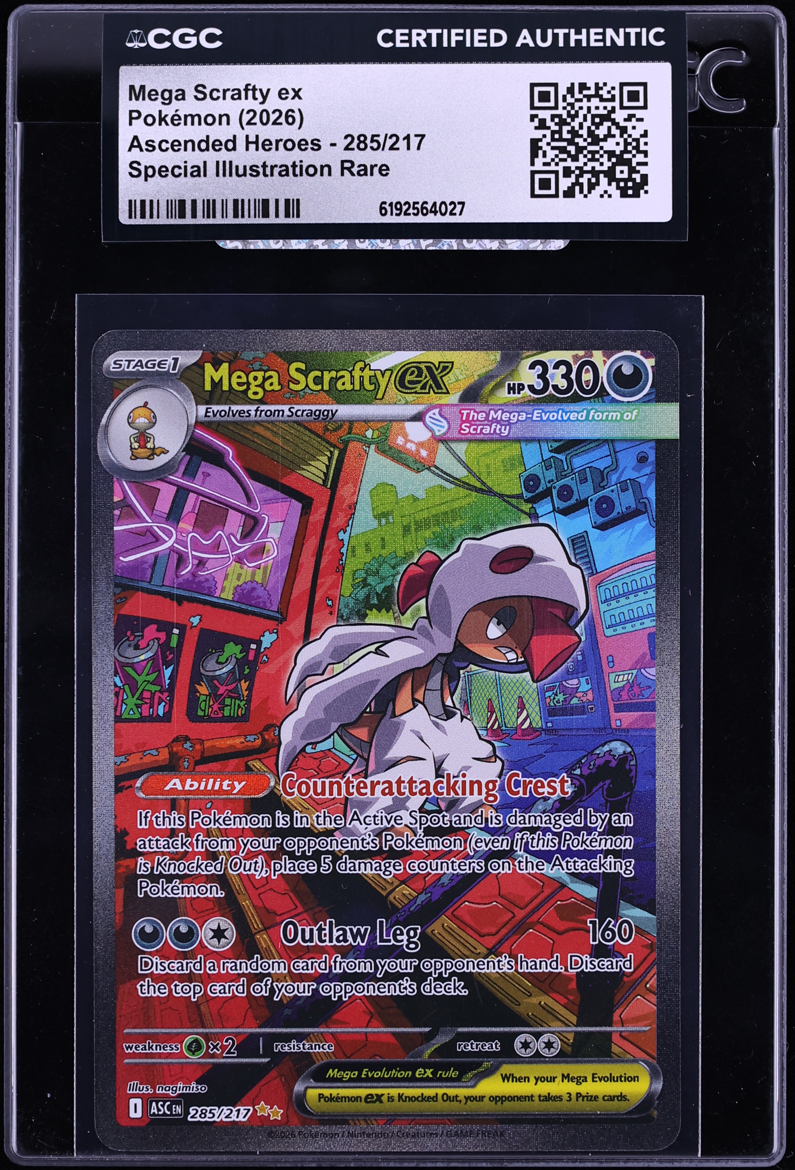2026 Pokemon Mega Evolution Ascended Heroes SIR Mega Scrafty Ex #285 CGC AUTH