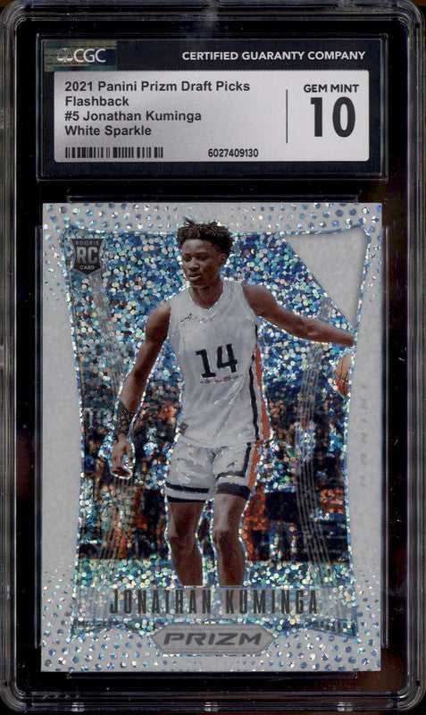 2021 Panini Prizm Draft Picks White Sparkle #5 Jonathan Kuminga RC CGC 10 - Main Image