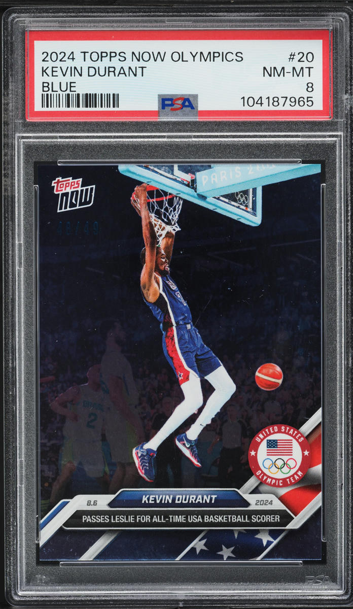 2024 Topps Now Olympic Games Blue Kevin Durant /49 #20 PSA 8 NM-MT