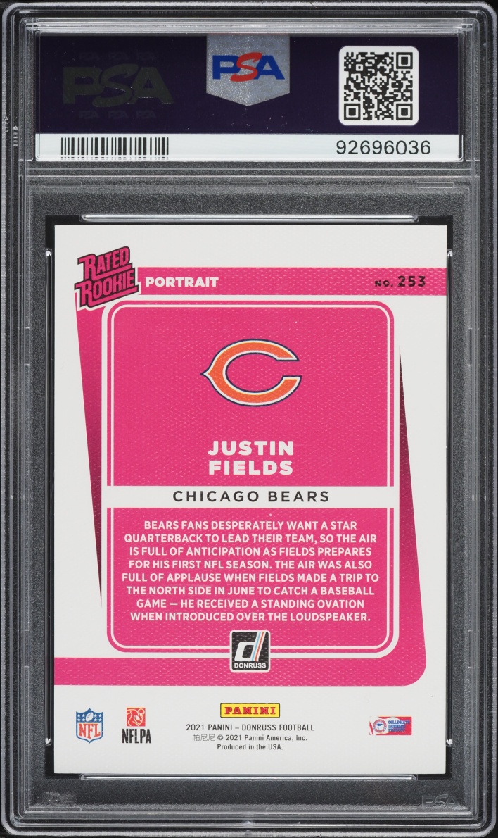 2021 Donruss Portrait Justin Fields ROOKIE #253 PSA 10 GEM MINT