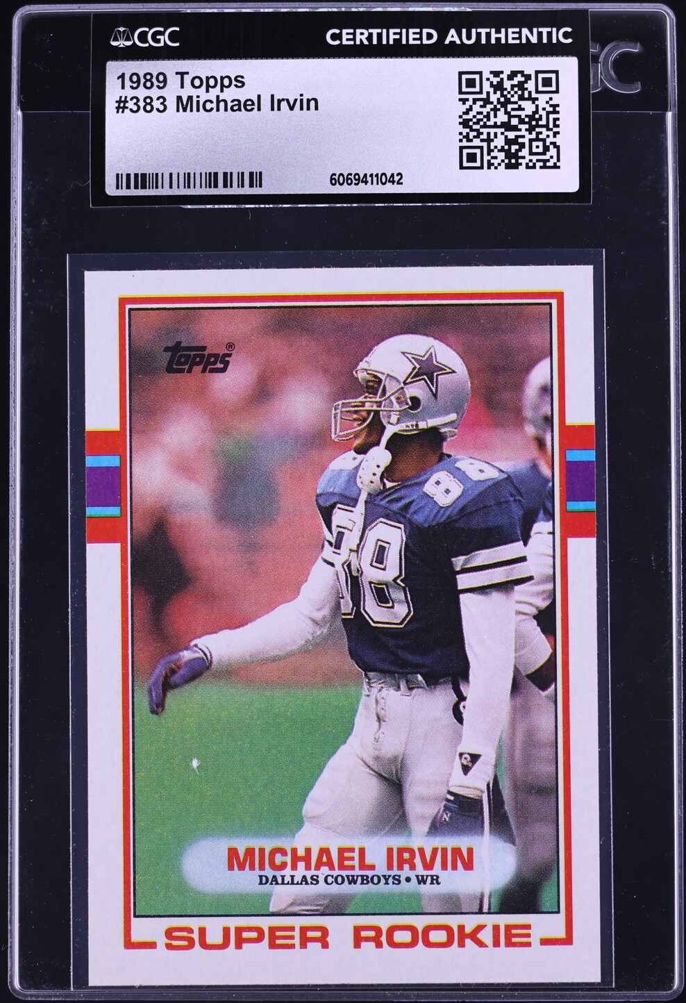 1989 Topps Football Michael Irvin ROOKIE #383 CGC AUTH