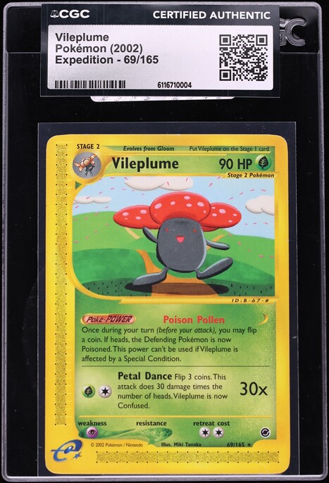 2002 Pokemon Expedition Vileplume #69 CGC AUTH