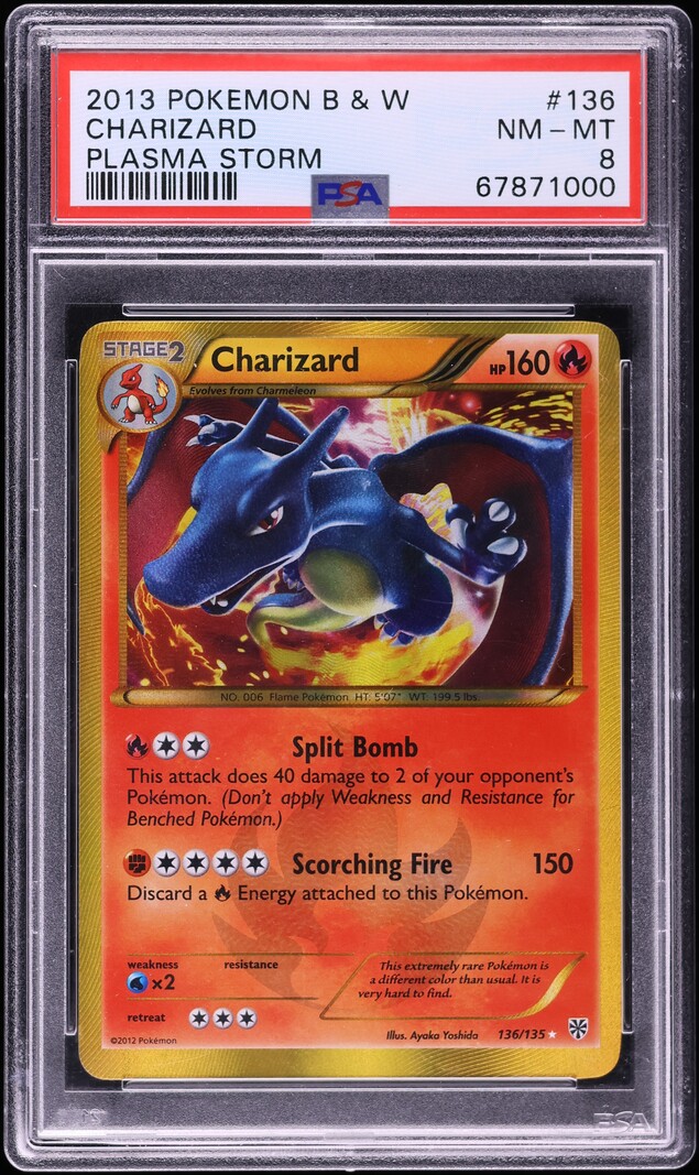 2012 Pokemon Black & White Plasma Storm Secret Rare Charizard #136 PSA 8 NM-MT