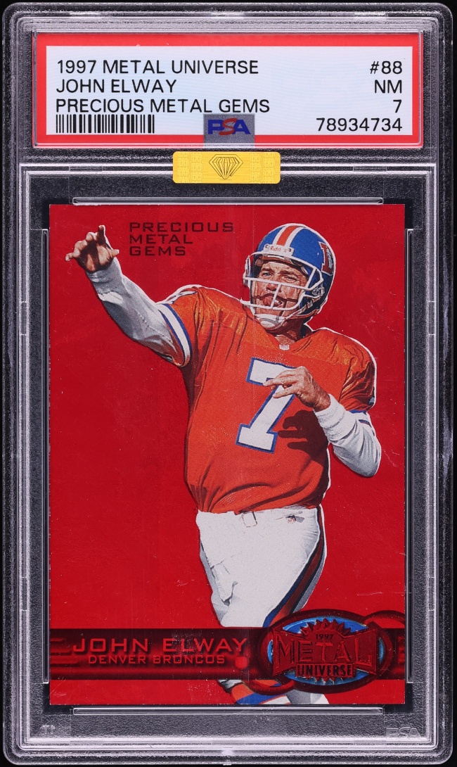 1997 Metal Universe Precious Gems PMG Red John Elway /150 #88 MBA PSA 7 NRMT