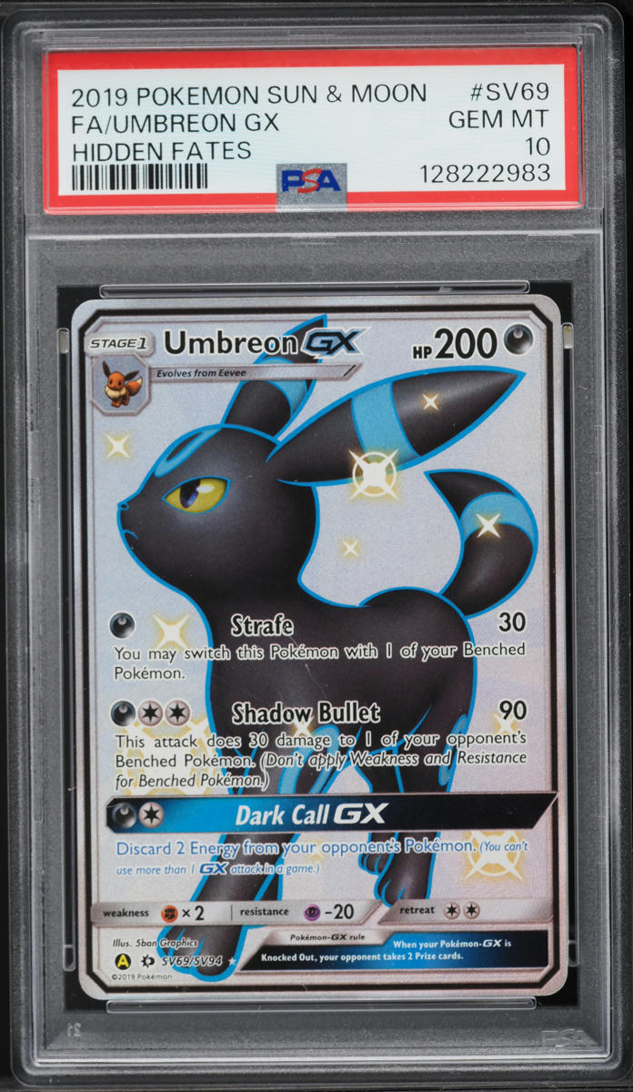 2019 Pokemon Sun & Moon Hidden Fates Full Art Shiny Umbreon GX #SV69 PSA 10 GEM MINT