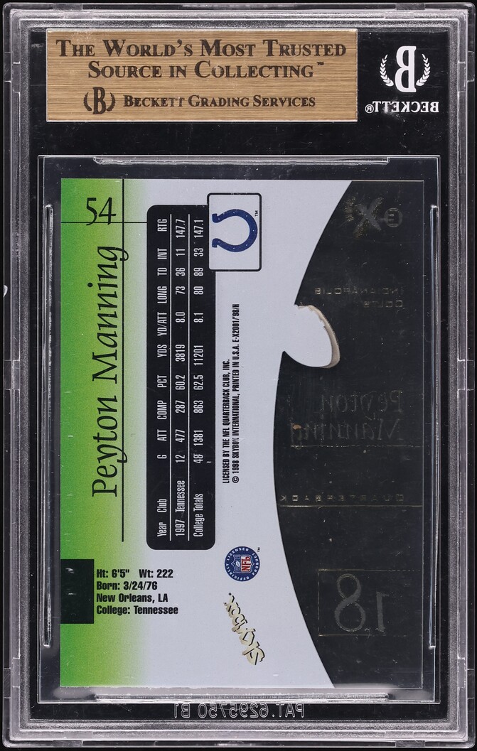1998 Skybox E-X2001 Peyton Manning ROOKIE #54 BGS 9.5 GEM MINT