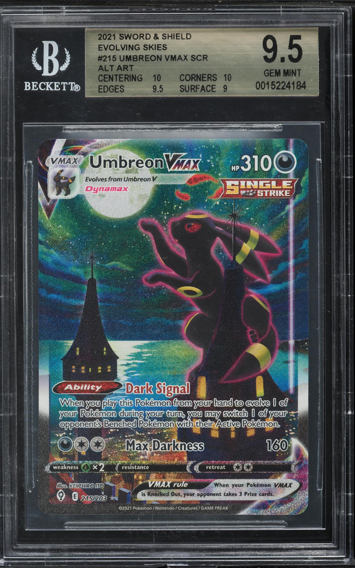 2021 Pokemon SWSH Evolving Skies Alt Art Umbreon VMAX #215 BGS 9.5 GEM MINT