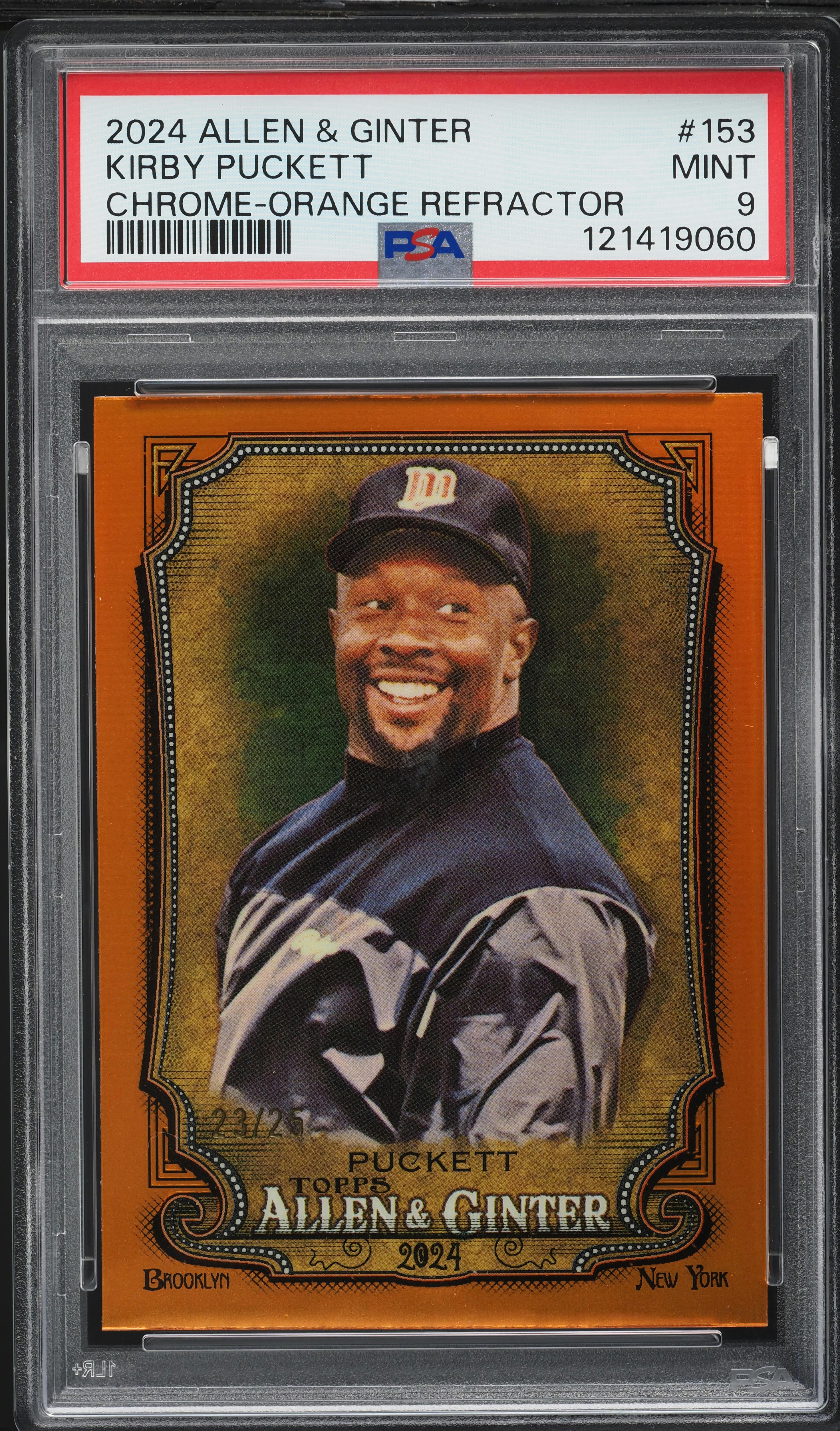 2024 Topps Allen Ginter Chrome Orange Refractor Kirby Puckett - Main Image