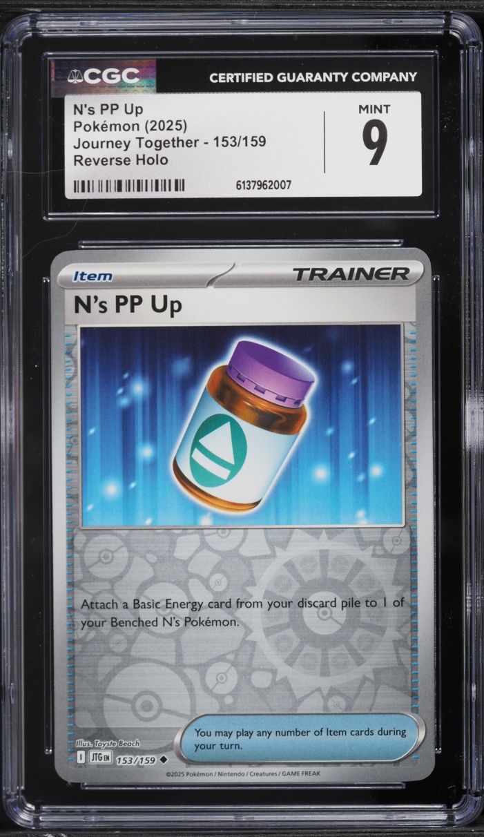 2025 Pokemon Scarlet & Violet Journey Together Reverse Holo N's PP Up #153 CGC 9 MINT