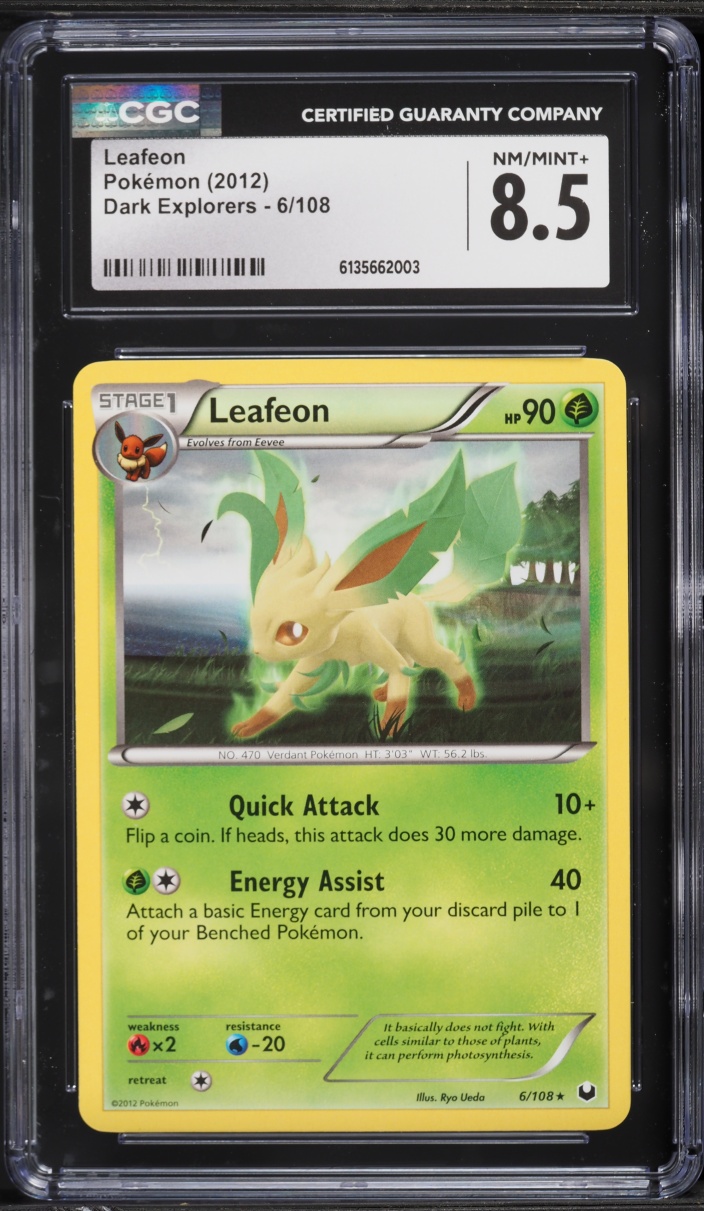 2012 Pokemon Black & White Dark Explorers Leafeon #6 CGC 8.5 NM-MT+