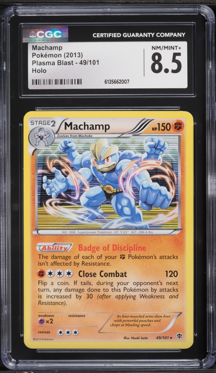 2013 Pokemon Black & White Plasma Blast Holo Machamp #49 CGC 8.5 NM-MT+