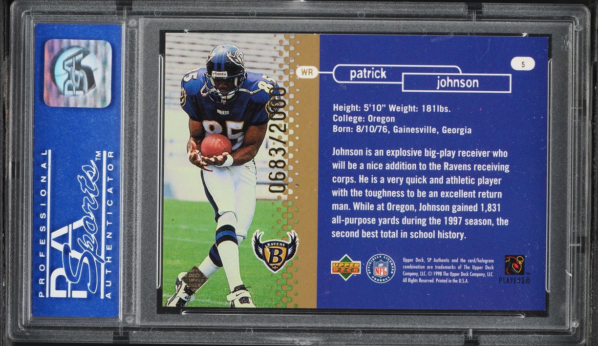 1998 SP Authentic Future Watch Patrick Johnson ROOKIE /2000 #5 PSA 9 MINT