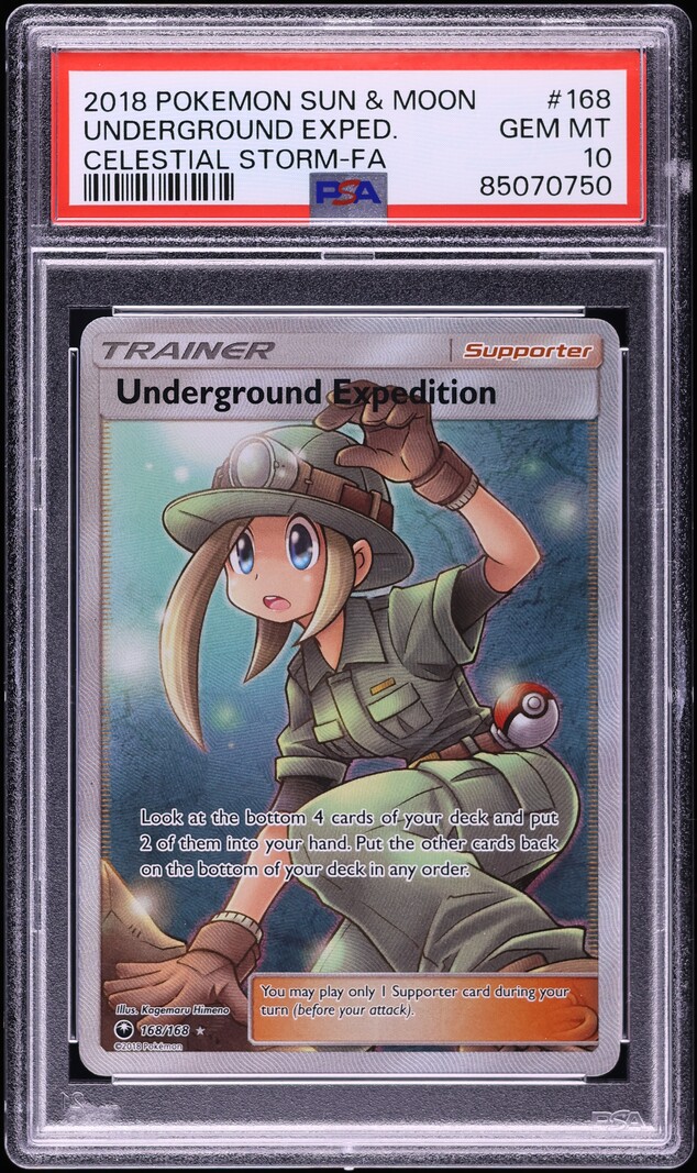 2018 Pokemon Sun & Moon Celestial Storm Full Art Underground Expedition #168 PSA 10 GEM MINT