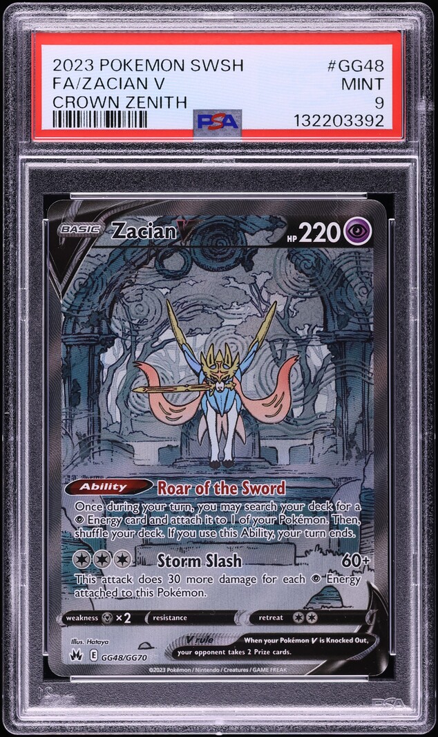 2023 Pokemon Sword & Shield Crown Zenith Alt Art Zacian V #GG48 PSA 9 MINT