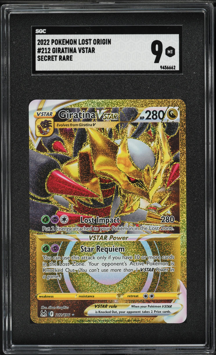 2022 Pokemon Sword & Shield Lost Origin Gold Rare Giratina VSTAR #212 SGC 9 MINT