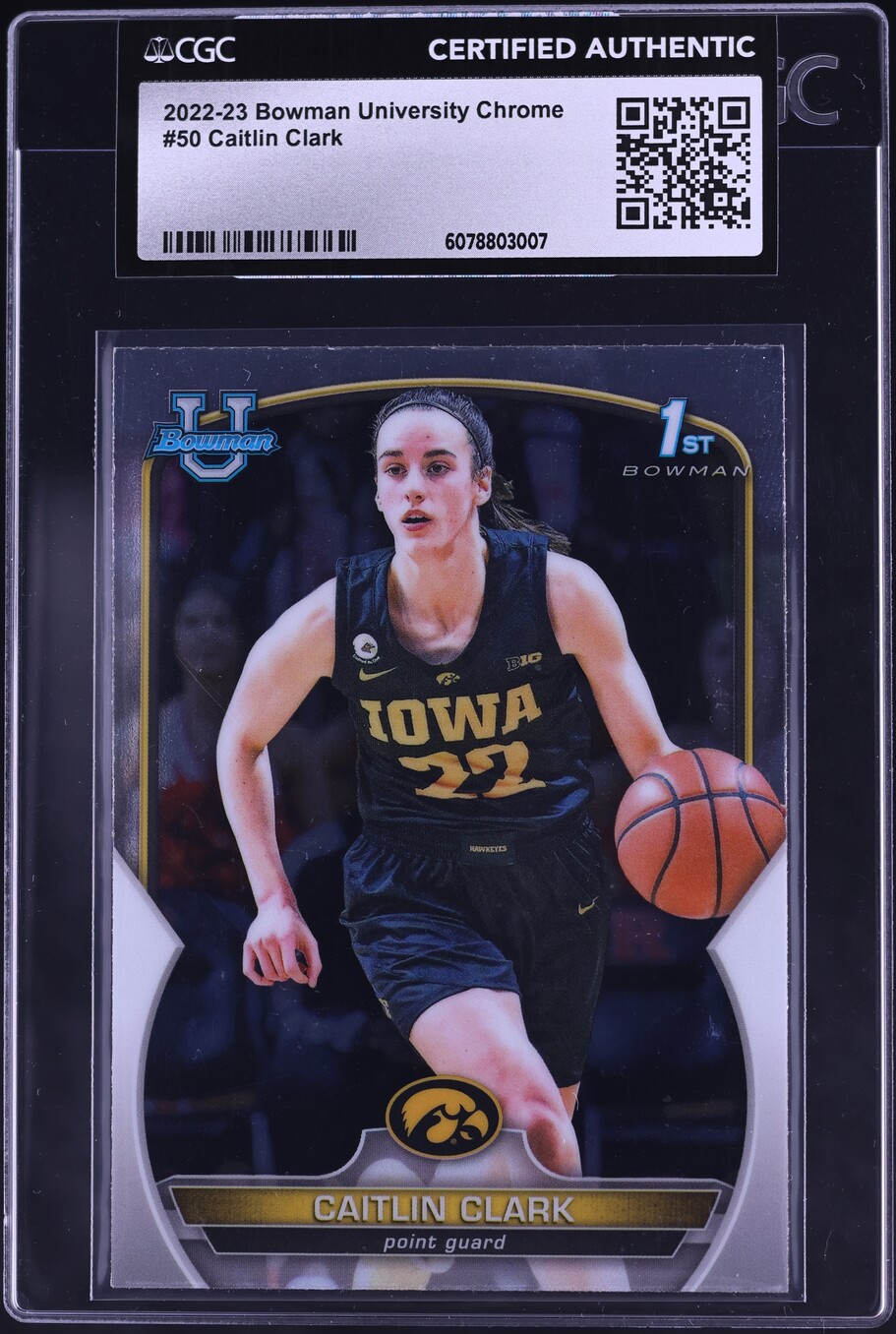 2022 Bowman Chrome University Caitlin Clark ROOKIE #50 CGC AUTH