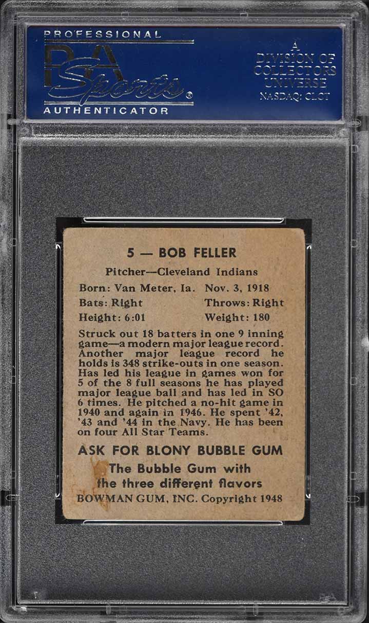 1948 Bowman Bob Feller #5 PSA 2 GD