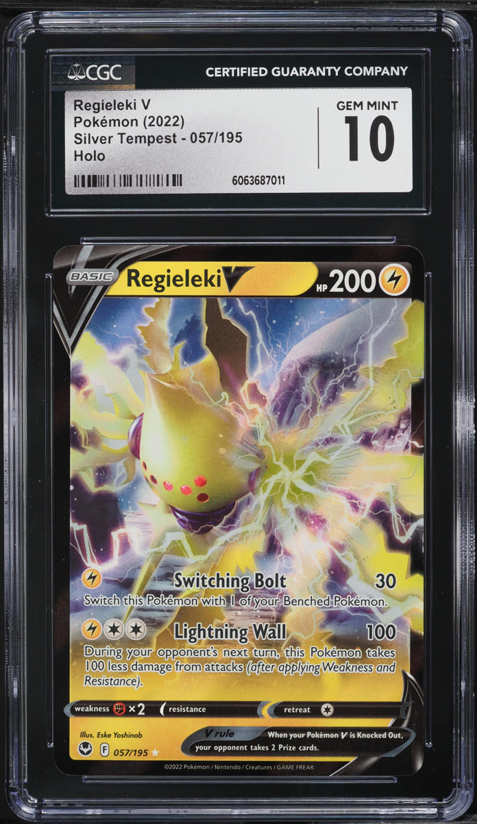 2022 Pokemon SWSH Silver Tempest Full Art Regieleki V #57 CGC 10 GEM MINT