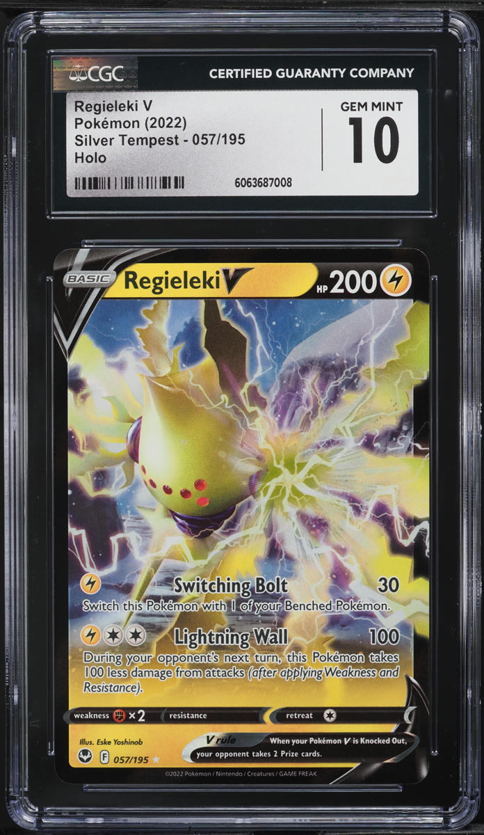 2022 Pokemon SWSH Silver Tempest Full Art Regieleki V #57 CGC 10 GEM MINT