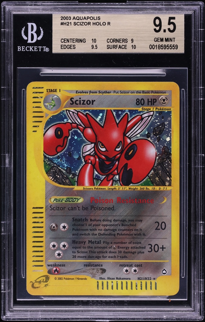 2003 Pokemon Aquapolis Holo Scizor #H21 BGS 9.5 GEM MINT