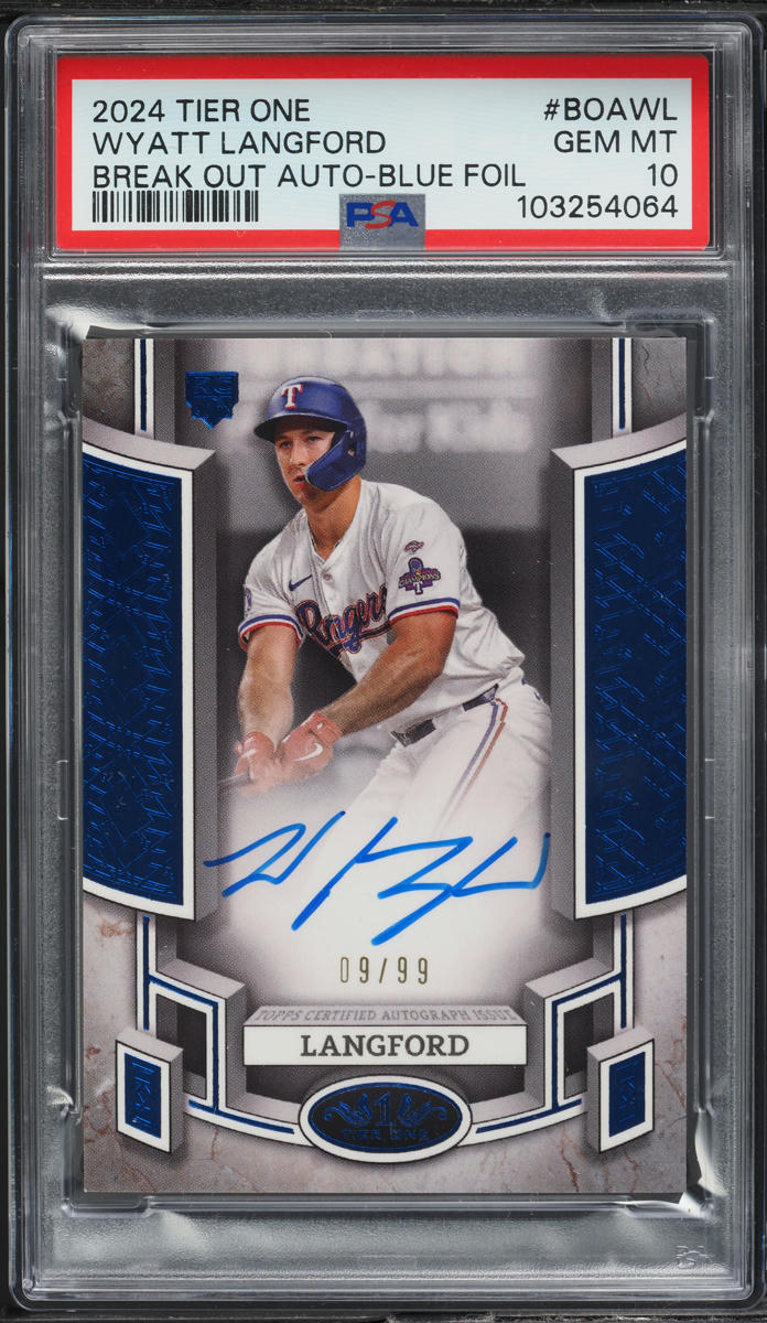 2024 Topps Tier One Break Out Blue Foil Wyatt Langford ROOKIE AUTO /99 PSA 10