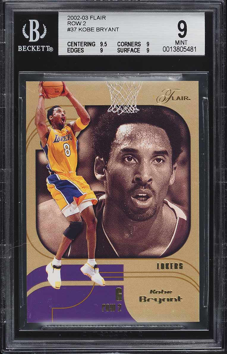 2002 Flair Row 2 Kobe Bryant 25/25 #37 BGS 9 MINT