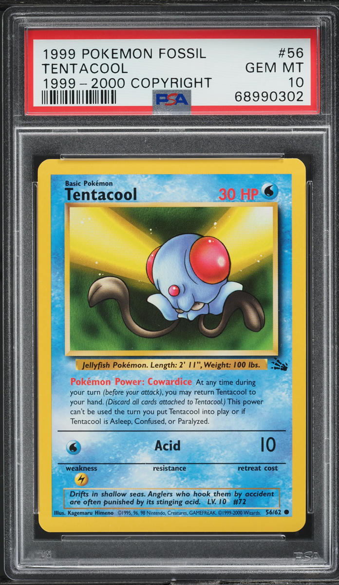 1999-2000 Pokemon Fossil Tentacool #56 PSA 10 GEM MINT