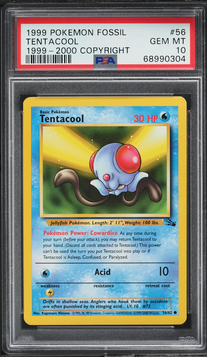 1999 Pokemon Fossil '99-00 Copyright Tentacool #56 PSA 10 GEM MINT