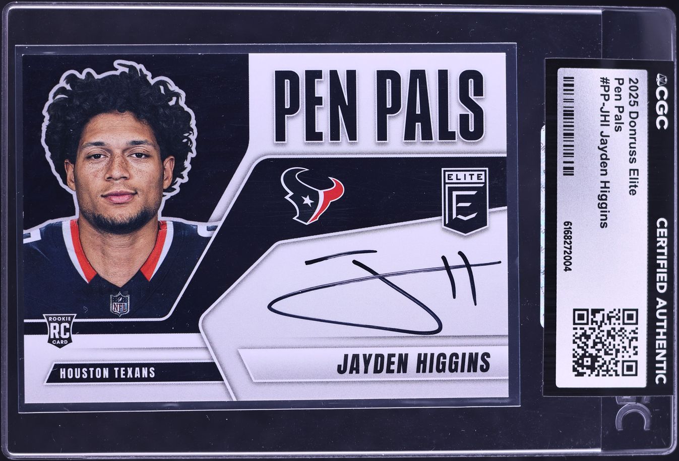 2025 Donruss Elite Pen Pals Jayden Higgins ROOKIE AUTO #PP-JHI CGC AUTH