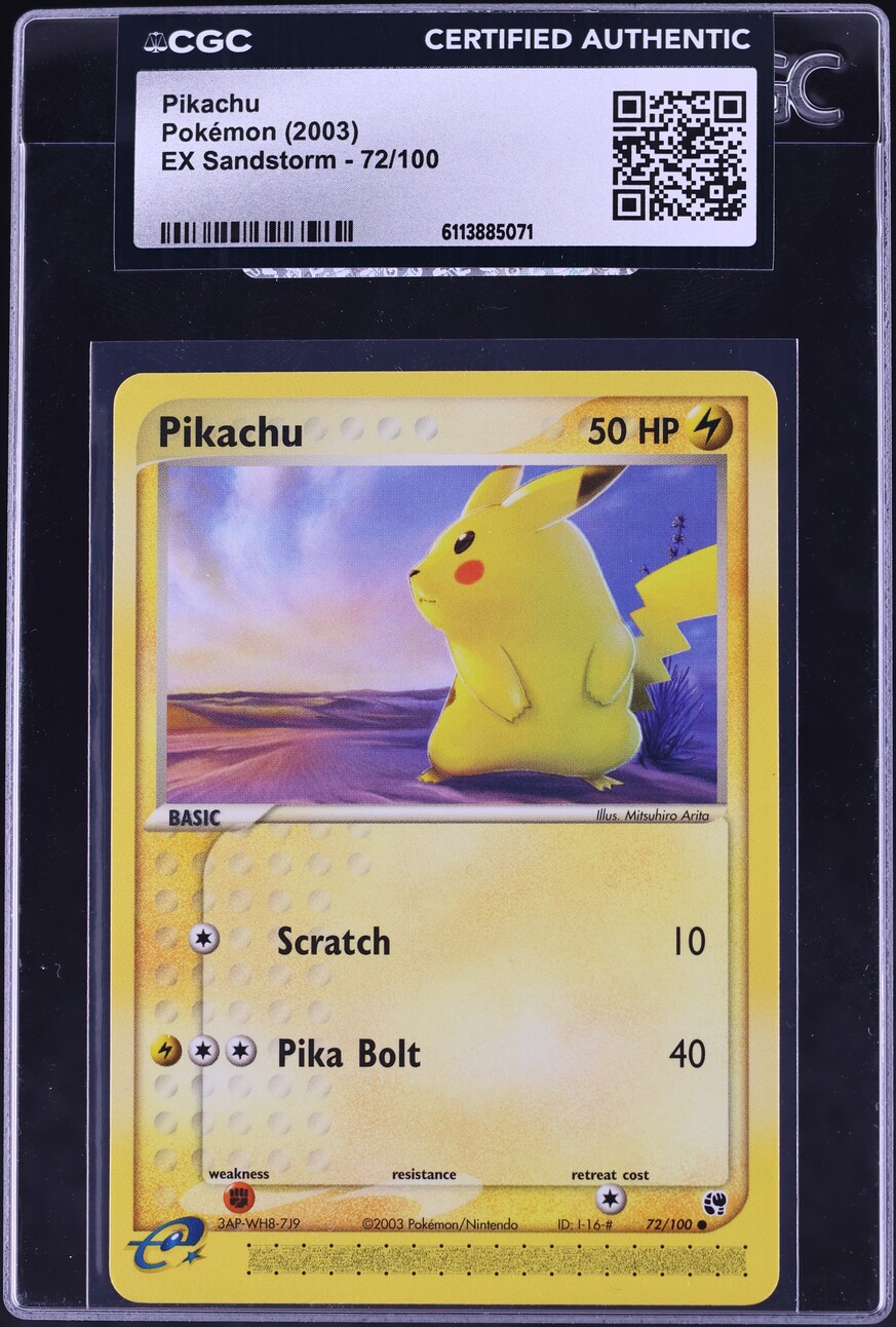 2003 Pokemon EX Sandstorm Pikachu #72 CGC AUTH