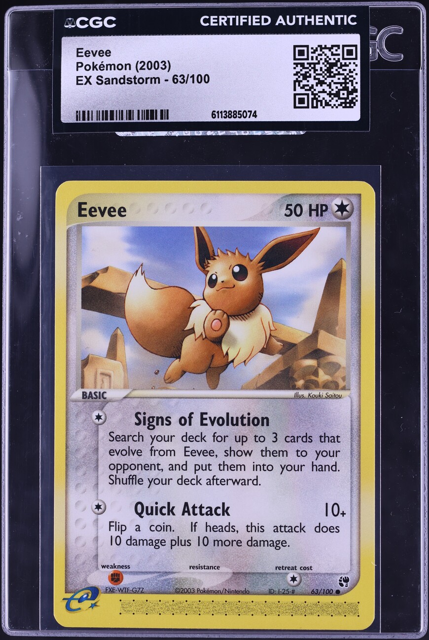 2003 Pokemon EX Sandstorm Eevee #63 CGC AUTH