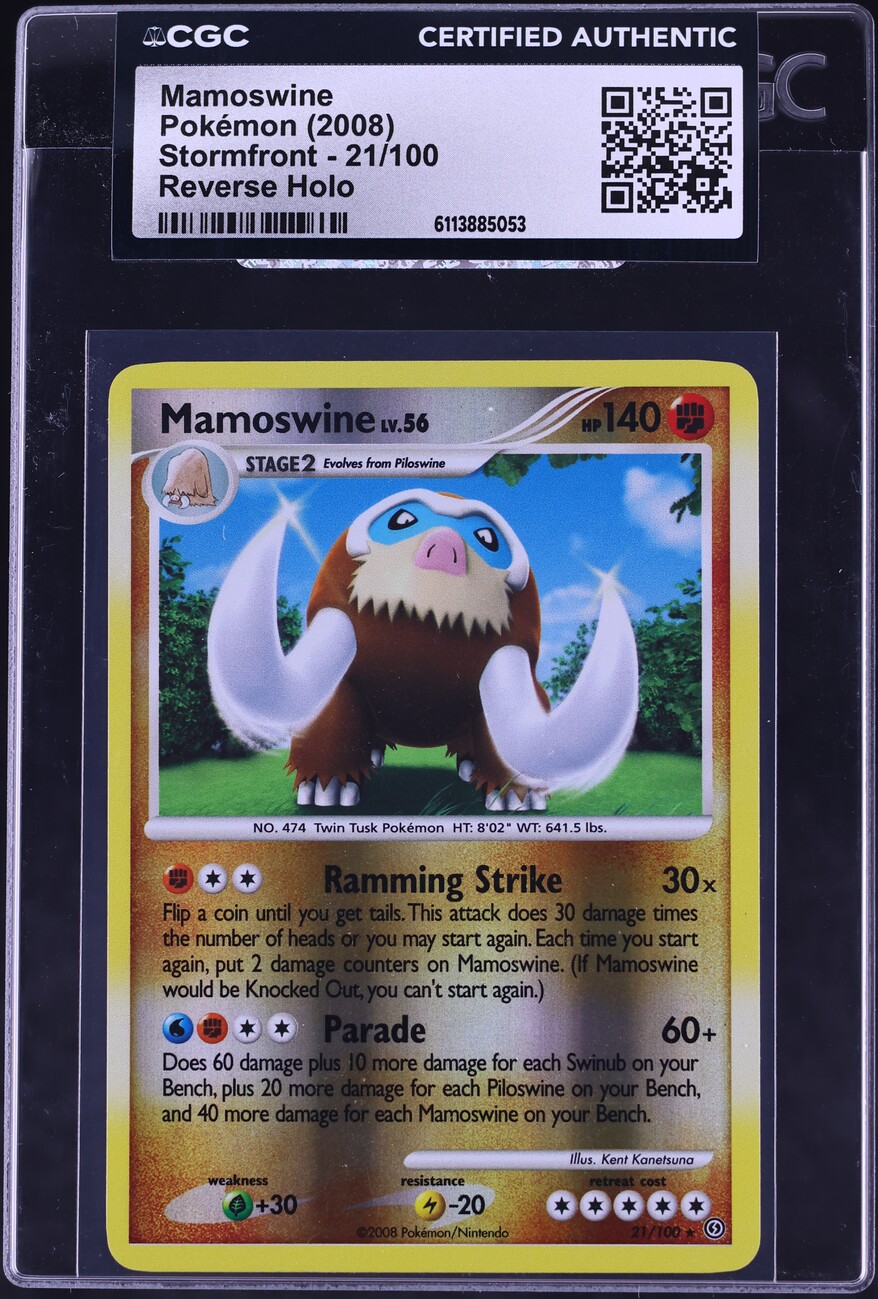 2008 Pokemon Diamond & Pearl Stormfront Reverse Holo Mamoswine #21 CGC AUTH