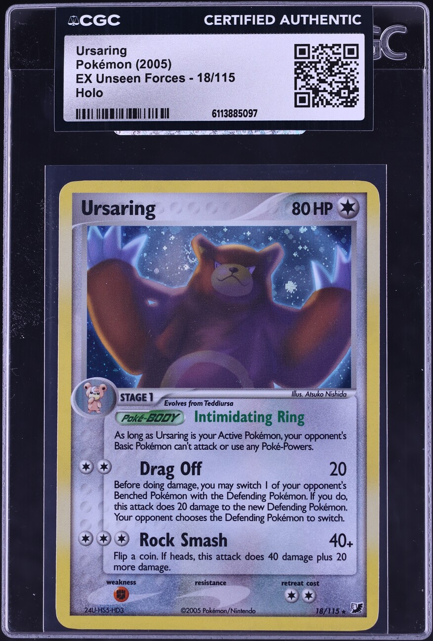 2005 Pokemon EX Unseen Forces Holo Ursaring #18 CGC AUTH