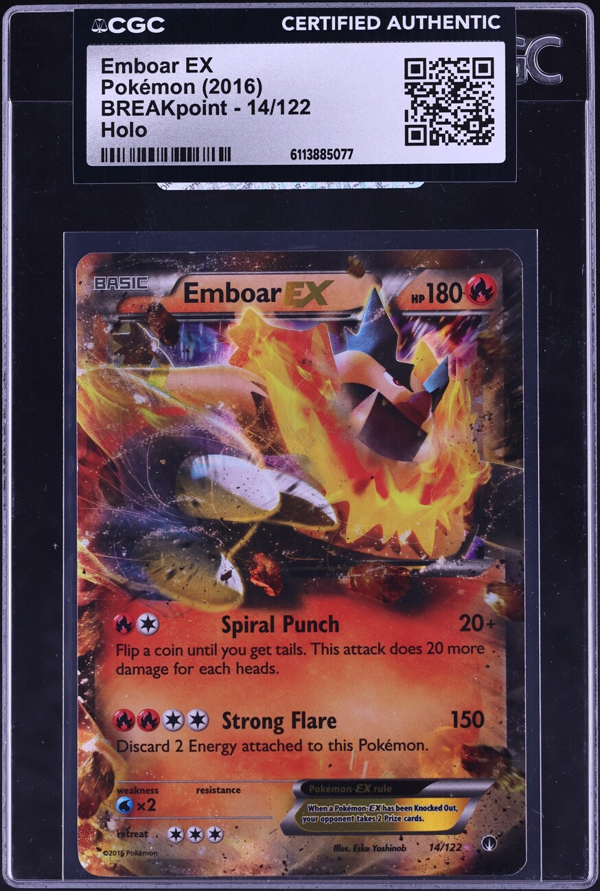 2016 Pokemon XY BREAKpoint Holo Emboar EX #14 CGC AUTH