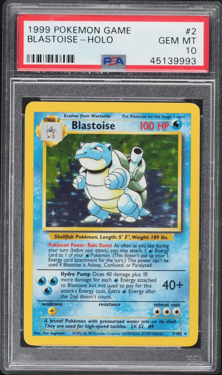 1999 Pokemon Base Set Holo Blastoise #2 PSA 10 GEM MINT