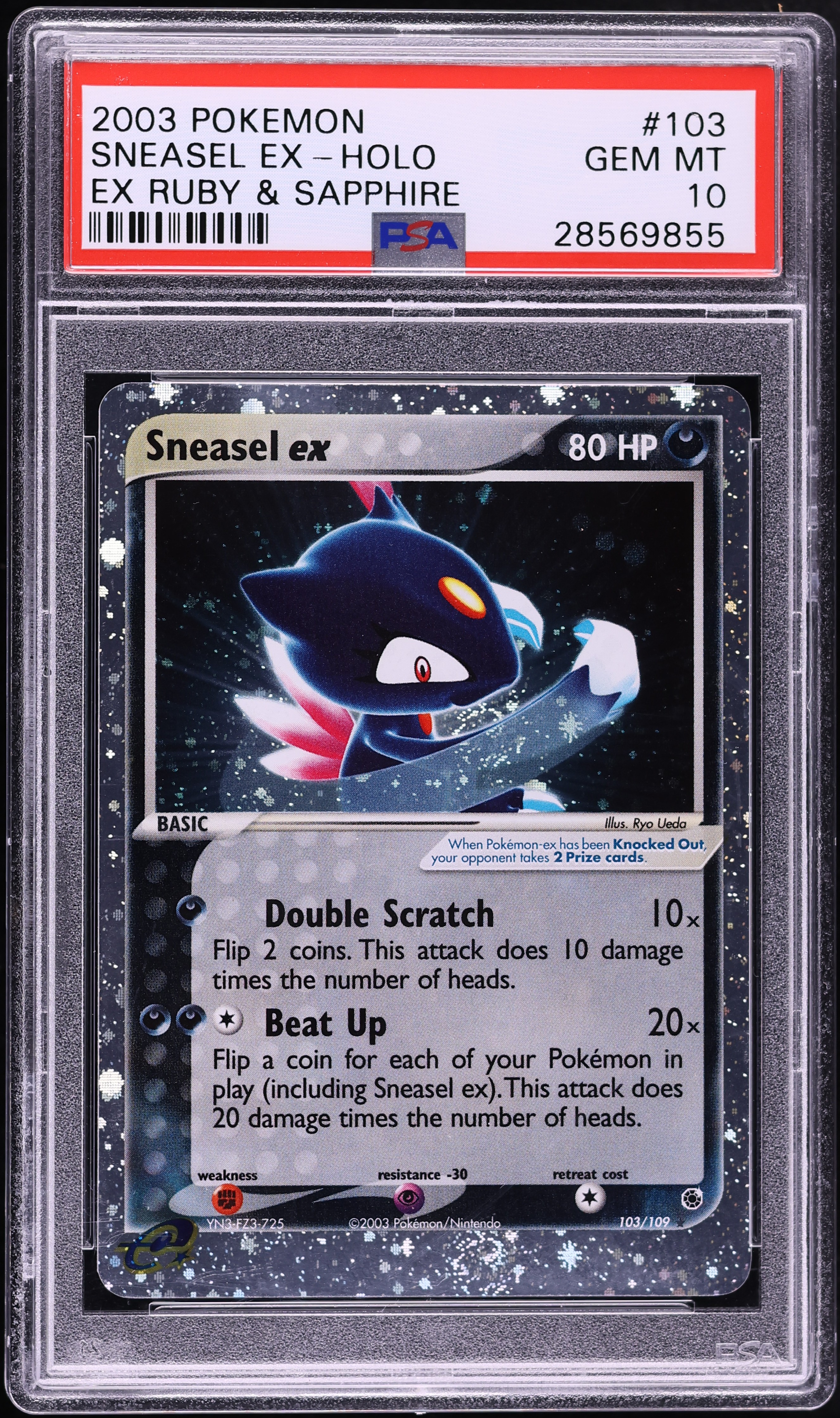 2003 Pokemon EX Ruby & Sapphire Holo Sneasel EX #103 PSA 10 GEM MINT