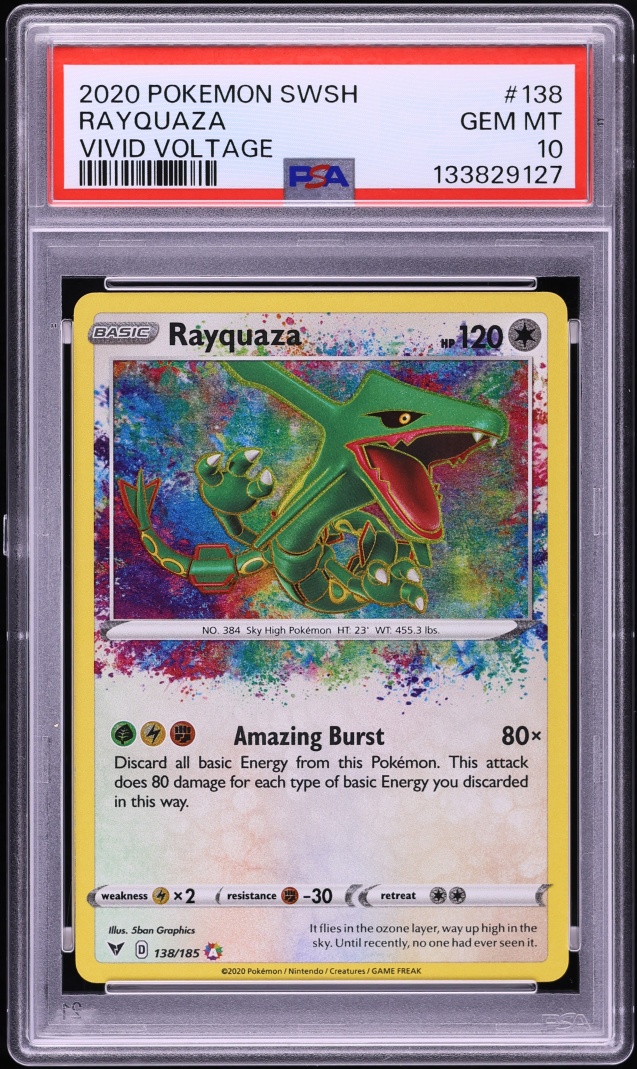 2020 Pokemon Sword & Shield Vivid Voltage Amazing Rare Rayquaza #138 PSA 10 GEM MINT